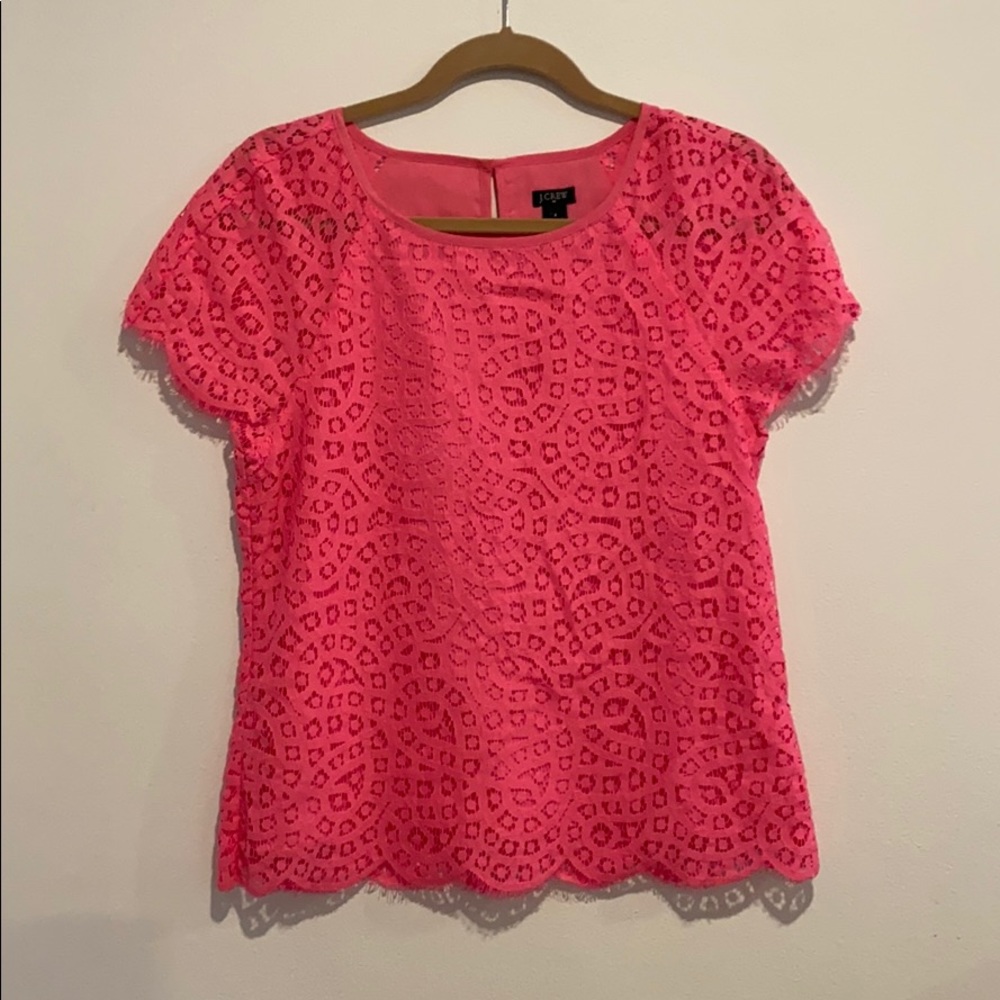 J Crew hot pink lace top